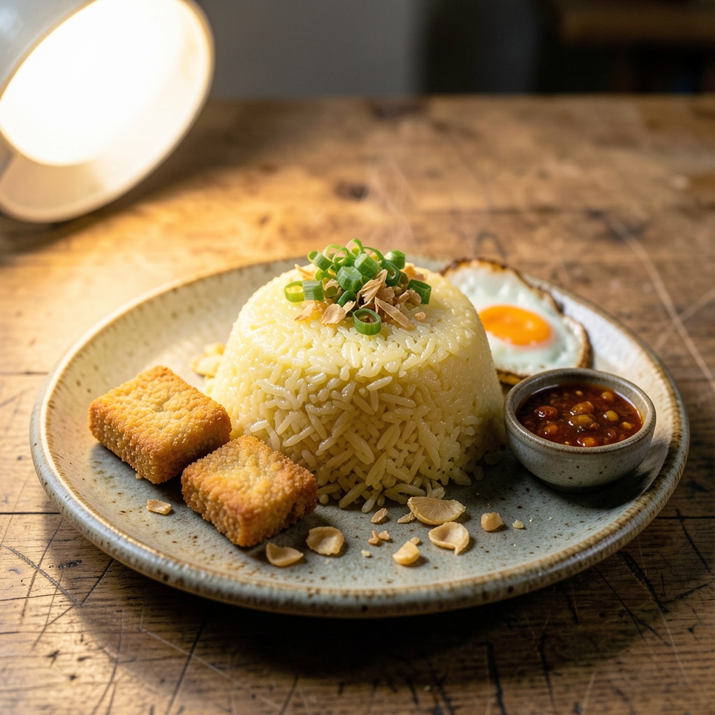 Nasi Uduk Telur Tempe